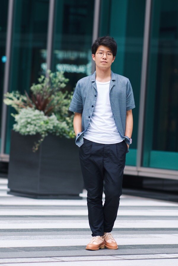 開襟シャツ コカ coca メンズドット柄開襟シャツ （Black） -ファッション